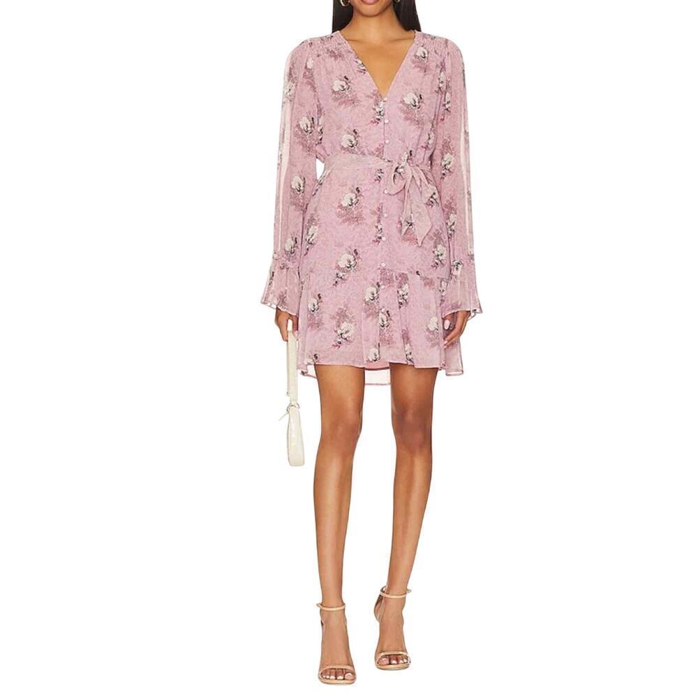 PAIGE Carmela Dress Sunrise Pink Multi 100% Silk Size Medium Party